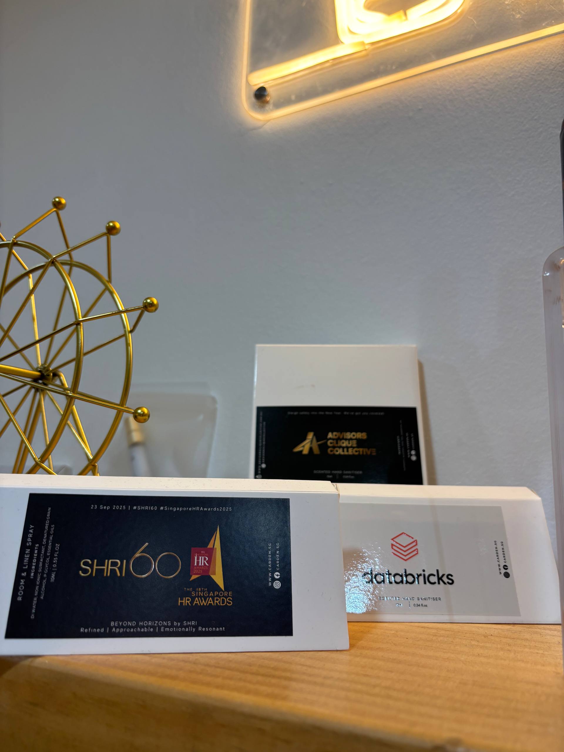 Customised box labels for SHRI60, Databricks and Advisors Clique Collective
